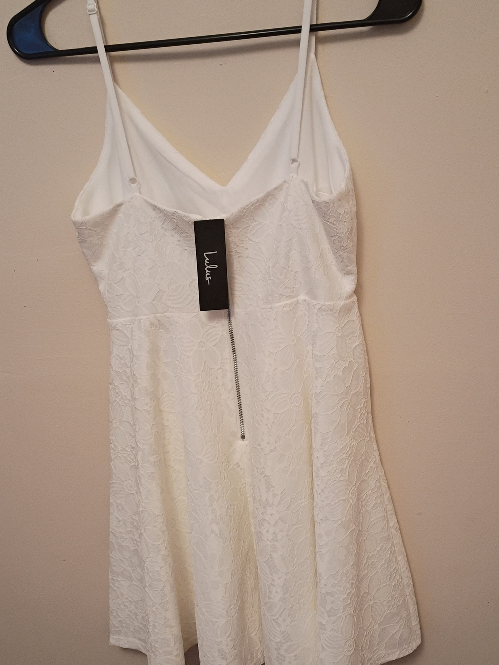 Lulu's White Lace V-Neck Slip Dress with Adjustable Straps